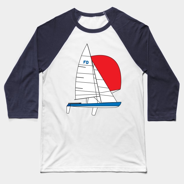 Flying Dutchman Sailboat Baseball T-Shirt by CHBB